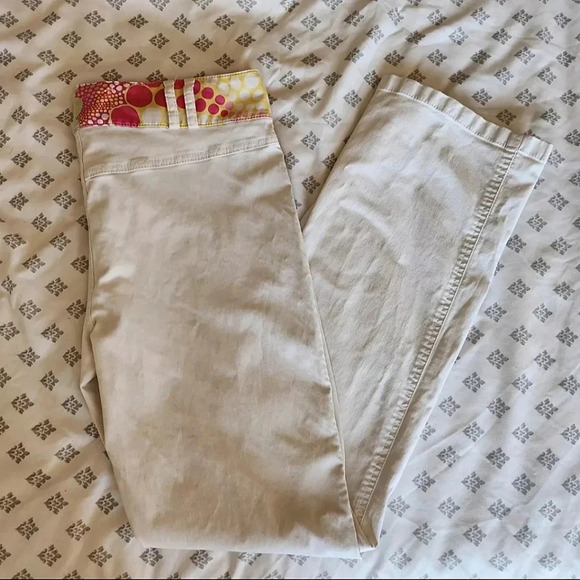 Escada Funky 90s Vintage White Polkadot Bootcut Jeans Y2K Womens Cotton Pants 44 - Picture 7 of 16